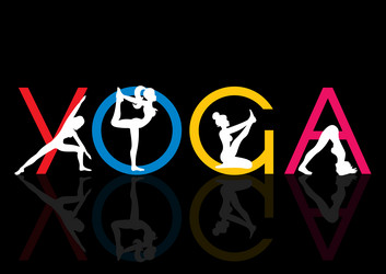 yoga background with females in various poses vector