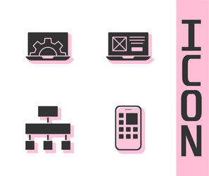 set mobile apps web development site map and ui vector image