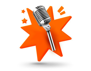 broadcast microphone with explosion effect 3d vector image