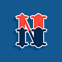 N letter logo in classic sport team style vector