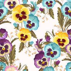 Seamless varicolored pansies vector