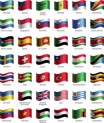 set of buttons with flags vector