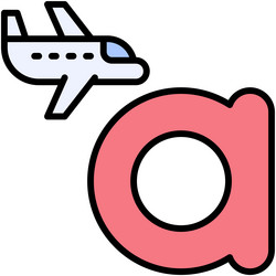 letter a alphabet with airplane icon vector