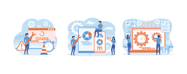 tiny programmers upgrading operating system vector image