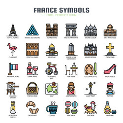 france symbols thin line and pixel perfect icons vector