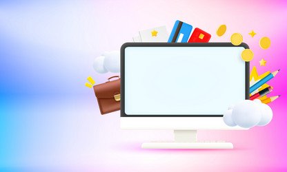 computer monitor with business elements and blank vector image