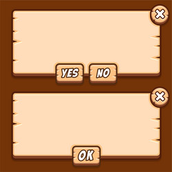 Game ui kit template wooden menu Royalty Free Vector Image