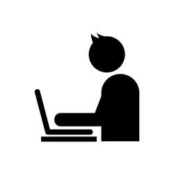 man working on computer icon white background vector image