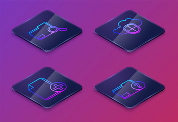 set isometric line search concept with folder add vector image