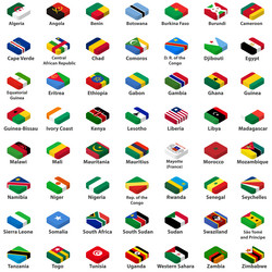 All african countries flags in isometric top view vector