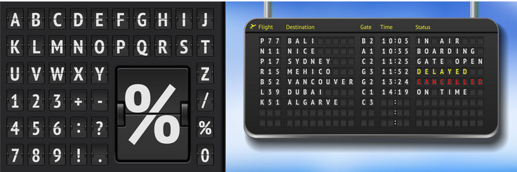 black flip airport scoreboard template vector