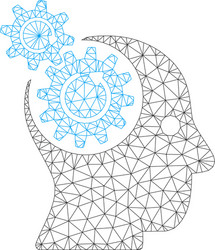 brain gears rotation polygonal frame mesh vector image