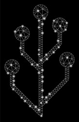 bright mesh wire frame circuit tree with flash vector image