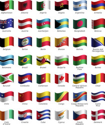 set of buttons with flags vector