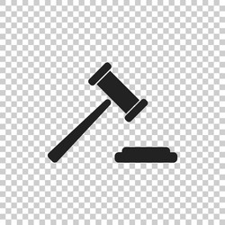 Auction hammer icon court tribunal flat vector