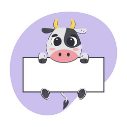 cow holding a blank banner vector