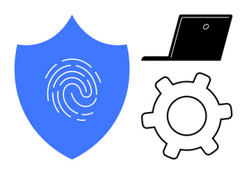 digital security concepts with shield fingerprint vector image