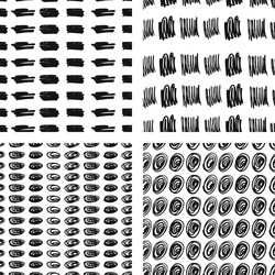hand drawn seamless patterns set vector image