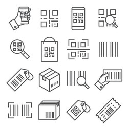 qr code line icons set on white background vector