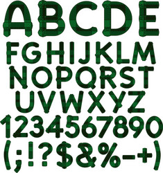 alphabet letters numbers from green cloth tartan vector