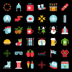 christmas related flat style icon set Vector Image