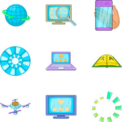 search algorithm icons set cartoon style vector image