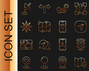 set line folded map with location marker traffic vector image