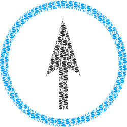 sharp rounded arrow composition of dollar and dots vector image