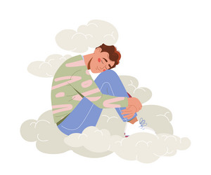 Man in clouds concept vector