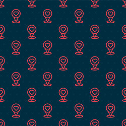 red line map pointer with heart icon isolated vector image