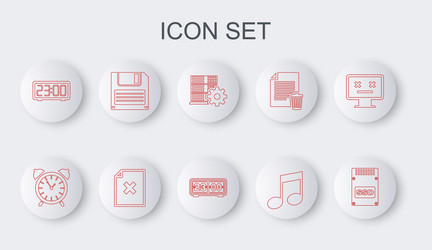 set line ssd card alarm clock server setting vector image