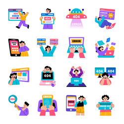 set of flat style 404 error vector image