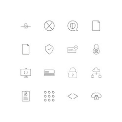 Cyber security linear thin icons set outlined vector