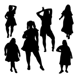 fashionable plus size woman silhouettes Vector Image