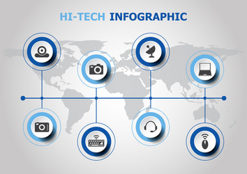 Infographic design with hi-tech icons vector