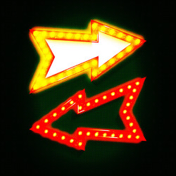 pointer is an arrow with retro-style light bulbs vector image