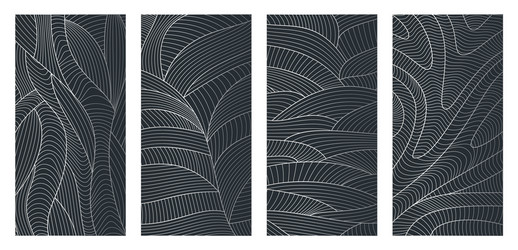 Set abstract wavy backgrounds line pattern vector