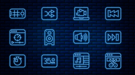 set line video recorder or editor fast forward vector image