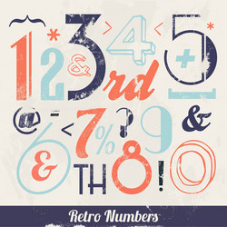 various retro vintage number and typography vector image