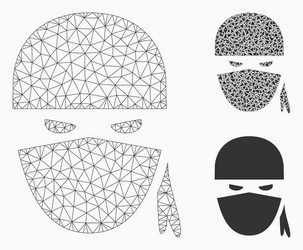 ninja head mesh network model and triangle vector image