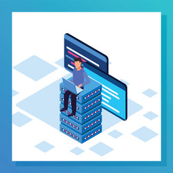 big data colorful design with man sitting vector image