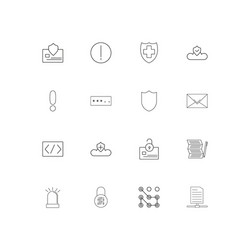 cyber security linear thin icons set outlined vector image