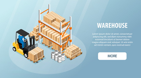 Isometric warehouse interior flowchart Royalty Free Vector