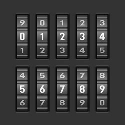 black vertical rotating discs with white numbers vector image