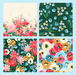 Floral seamless patterns and border design vector