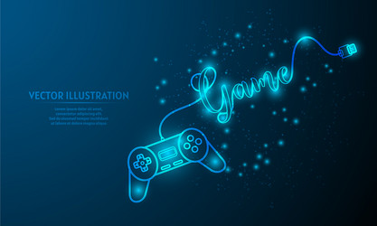 Glowing game controller blue abstract background vector