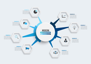 infographic template with 3d paper label circles vector image