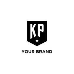 kp monogram initial logo with geometric shield vector image