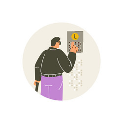man reading text on the pointer board finger vector image