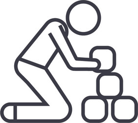 man taking bricks linear icon sign symbol vector image
